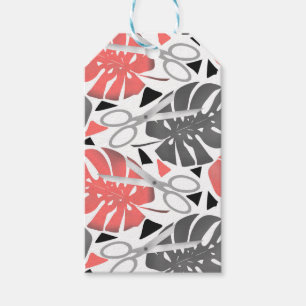 Étiquettes-cadeau Tropical print monstera leaves scissors jungle exo