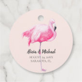 Étiquettes Cadeau Tropical rose flamingo merci mariage (Dos)