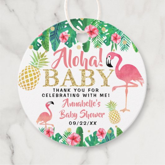 Étiquettes Cadeau Tropical Summer Beach Luau Girls Baby shower (Devant)