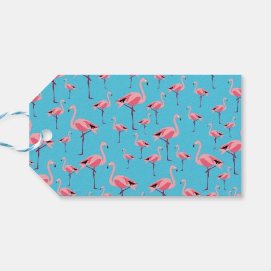 Étiquettes-cadeau Tropical Summer Pink Flamingo modèle Anniversaire (Dos Horizontal)
