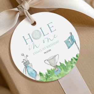 Étiquettes Cadeau Trou en un bleu Golf 1ère fête d'anniversaire