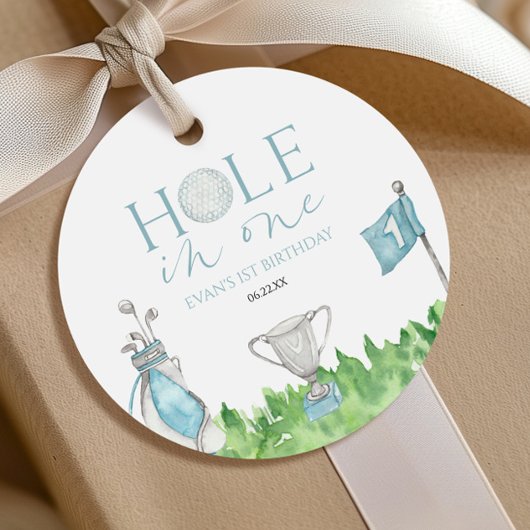 Étiquettes Cadeau Trou en un bleu Golf 1ère fête d'anniversaire