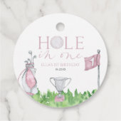 Étiquettes Cadeau Trou en un rose Golf 1er anniversaire (Dos)