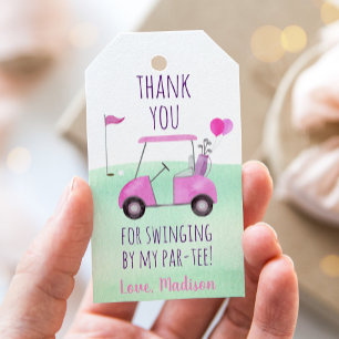 Étiquettes-cadeau Trou En Un Rose Golf Premier Anniversaire