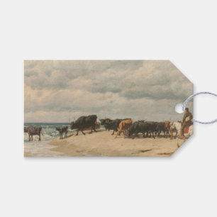 Étiquettes-cadeau Troupeau de bétail près de la mer (par Eugène Burn