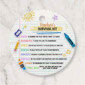Étiquettes Cadeau Trousse de survie de l'enseignant Retour à l'école (Devant)