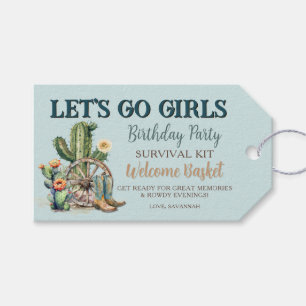 Étiquettes-cadeau Trousse de Survie Fleurie Cactus Filles Let's Go