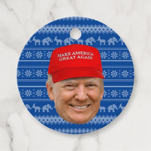 Étiquettes Cadeau TRUMP MAGA Noël (Devant)