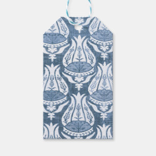 Étiquettes-cadeau Tulipe et Treillis Art Floral Bleu de William Morr