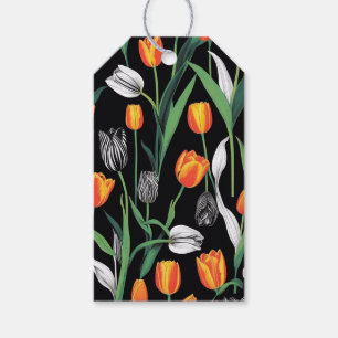 Étiquettes-cadeau Tulipes artistiques graphiques en gras