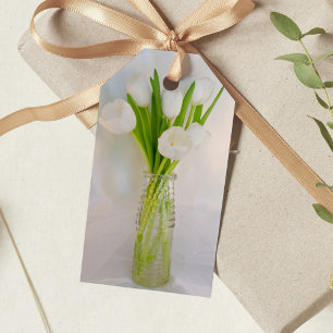 Étiquettes-cadeau Tulipes blanches dans le lait Bouteille Mariage Fa