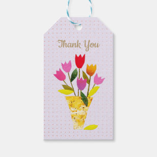 Étiquettes-cadeau Tulipes D'Inspiration Rétro, Merci Plutôt Douté