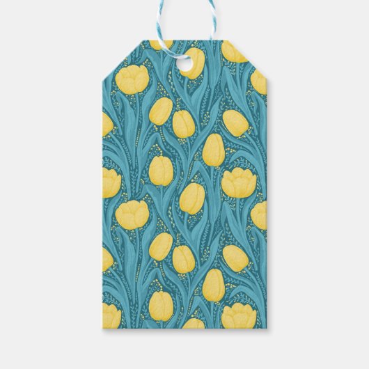 Étiquettes-cadeau Tulipes en bleu et jaune (Devant)