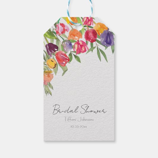 Étiquettes-cadeau Tulipes et feuillage amusants et lumineux pour une (Dos)