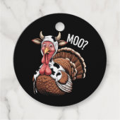Étiquettes Cadeau Turquie Moo Drôle Thanksgiving (Devant)