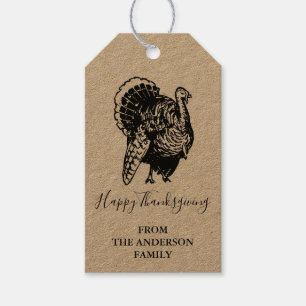 Étiquettes-cadeau Turquie sauvage Bon thanksgiving Kraft