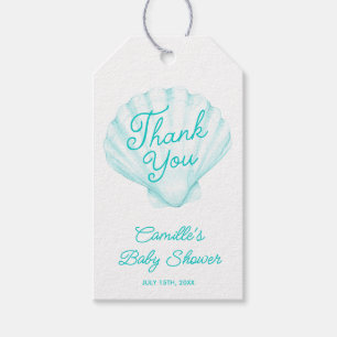 Étiquettes-cadeau Turquoise Baby shower de plage d'été Merci