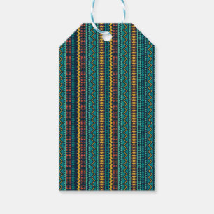 Étiquettes-cadeau Turquoise BLEU VERT & OR MOTIFS TRIBAL