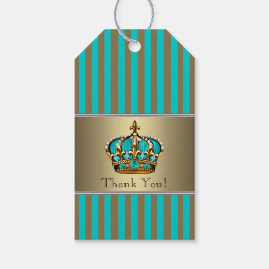 Étiquettes-cadeau Turquoise Blue Gold Prince (Devant)