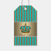 Étiquettes-cadeau Turquoise Blue Gold Prince (Dos)