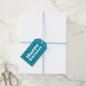 Étiquettes-cadeau Turquoise Blue Rainbow Confetti Joyeux cadeau d'an (Avec de laficelle)