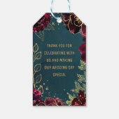 Étiquettes-cadeau Turquoise Bordeaux Jewel Tones Mariage (Dos)