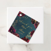 Étiquettes Cadeau Turquoise Bordeaux Joyaux Tons Mariage Merci (En situation)