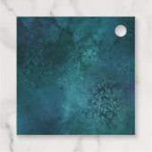 Étiquettes Cadeau Turquoise et Gold Griffon Damask Aquamarine Gemsto (Dos)