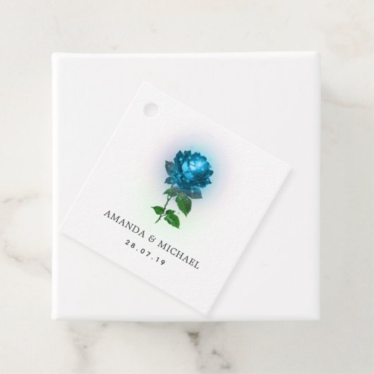 Étiquettes Cadeau Turquoise et noir gothique Rose Damask (En situation)