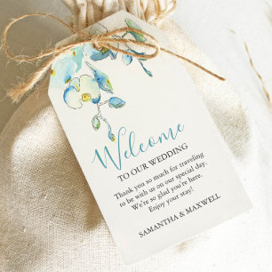 Étiquettes-cadeau Turquoise Floral Wedding Favor Tags