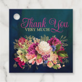 Étiquettes Cadeau Turquoise, Marine, Vert, Gold Bold Florals Mariage (Devant)