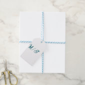 Étiquettes-cadeau Turquoise monogramme nom de couple de mariage simp (Avec de laficelle)