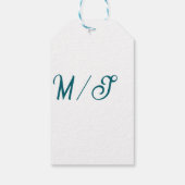 Étiquettes-cadeau Turquoise monogramme nom de couple de mariage simp (Dos)