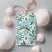 Étiquettes-cadeau Turquoise Noël Holly Berries Motif#17 ID1009