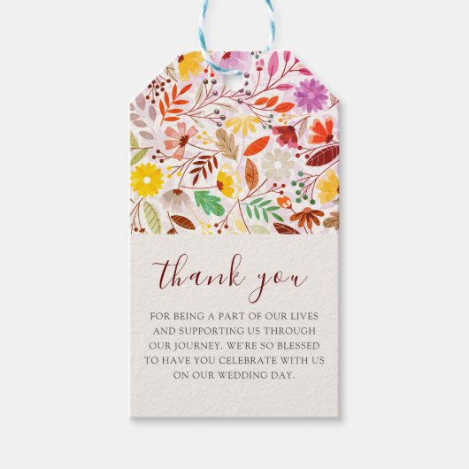 Étiquettes-cadeau Turquoise Purple Jaune Fleurs de prairie de printe (Devant)