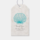 Étiquettes-cadeau Turquoise Rustic Seashell Mariage (Devant)