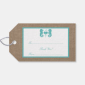 Étiquettes-cadeau Turquoise Seahorse Burlap Beach Wedding Collection (Dos (Horizontal))