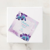 Étiquettes Cadeau Turquoise violet bleu Dendrobium Mariage orchidée (En situation)