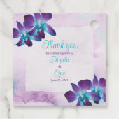 Étiquettes Cadeau Turquoise violet bleu Dendrobium Mariage orchidée (Dos)