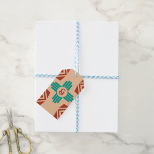 Étiquettes-cadeau Turquoise Zia Tribal Brown Tan
