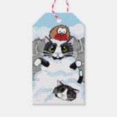 Étiquettes-cadeau Tuxedo Cats & Robin in Snow Avalanche Tags cadeaux (Devant)