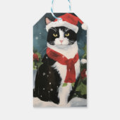 Étiquettes-cadeau Tuxedo Chat en Noël de neige (Dos)