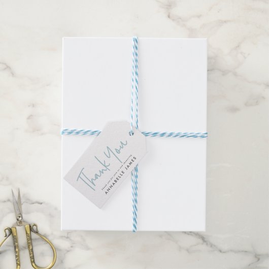 Étiquettes-cadeau twin blue typographie moderne style merci (With Twine)