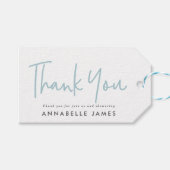 Étiquettes-cadeau twin blue typographie moderne style merci (Devant (Horizontal))