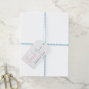 Étiquettes-cadeau twin rose bleu moderne typographie design merci