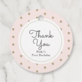 Étiquettes Cadeau Twinkle Gold Stars & nuages roses Anniversaire (Dos)