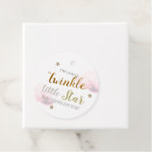 Étiquettes Cadeau Twinkle Gold Stars & nuages roses Anniversaire (En situation)