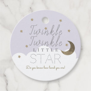 Étiquettes Cadeau Twinkle Little Star Lilac Baby shower Merci