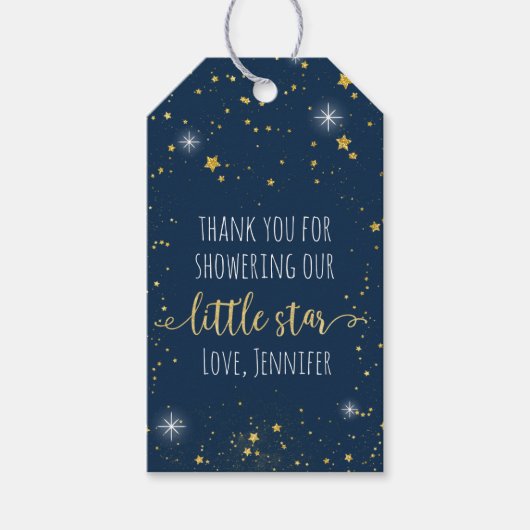 Étiquettes-cadeau Twinkle Little Star Navy & Gold Baby shower (Devant)