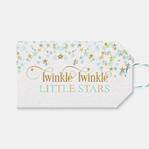 Étiquettes-cadeau Twinkle Little Stars Baby shower Mint Green